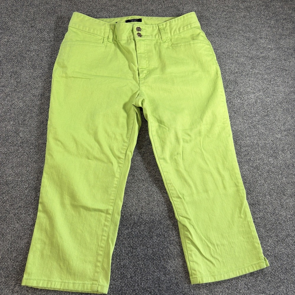 Chaps Jeans Capris Womens Size 10 Lime Green Denim Crops Casual